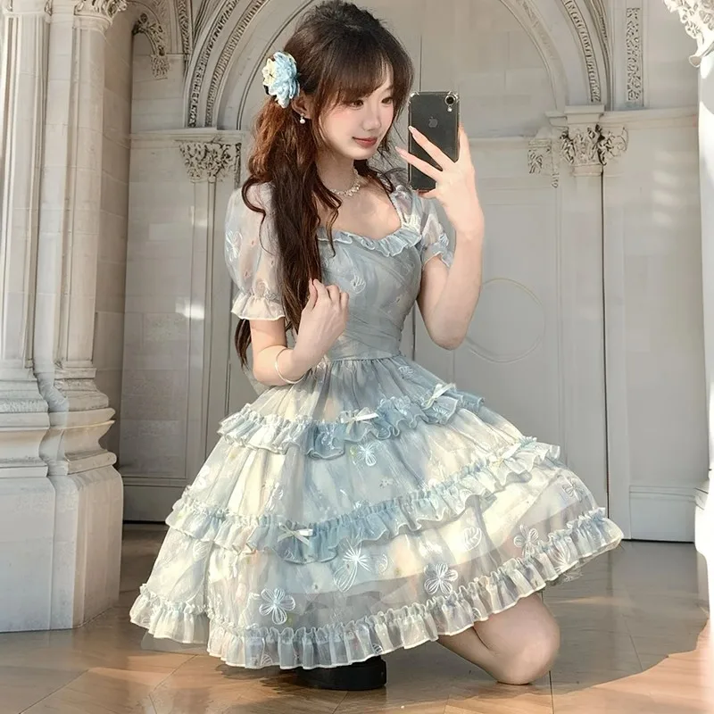 Мини-платье Kawaii с бантом, женское модное вечернее сетчатое лоскутное платье с оборками, летние корейские пышные облегающие платья с короткими рукавами, Vestidos
Мини-платье Kawaii с бантом, женское модное вечернее сетчатое лоскутное платье с оборками, летние корейские пышные облегающие платья с короткими рукавами, Vestidos