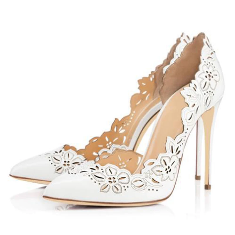 Sexy White Black Floral Laser Cut Shallow Slip On Pumps Pointed Toe Thin Stilettos Woman High Heels Female Bridal Shoes
Sexy White Black Floral Laser Cut Shallow Slip On Pumps Pointed Toe Thin Stilettos Woman High Heels Female Bridal Shoes