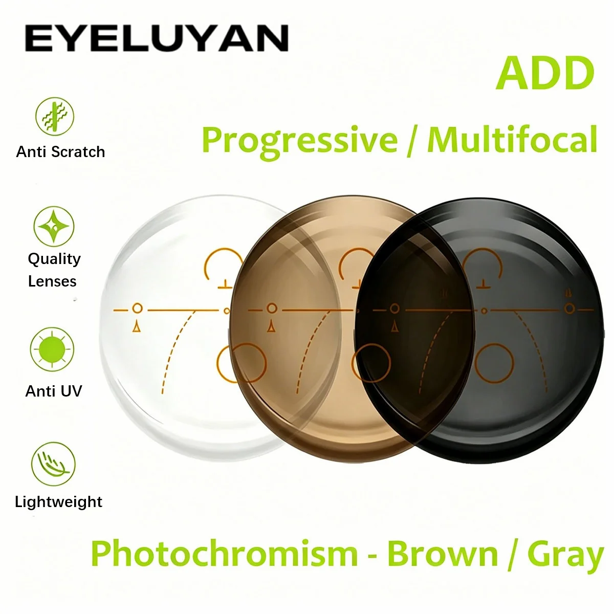 1.56 1.61 1.67 1.74 Photochromic Progressive Lenses Anti-Reflective Computer Lens Chameleon Gray Brown Blue Sun Lenses Far Near
1.56 1.61 1.67 1.74 Photochromic Progressive Lenses Anti-Reflective Computer Lens Chameleon Gray Brown Blue Sun Lenses Far Near