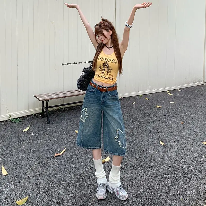 American High Street Vintage Wide Leg Mid-Length JeansY2K Women Summer High Waist Plus Size Slimming Loose Straight Short Pants
American High Street Vintage Wide Leg Mid-Length JeansY2K Women Summer High Waist Plus Size Slimming Loose Straight Short Pants