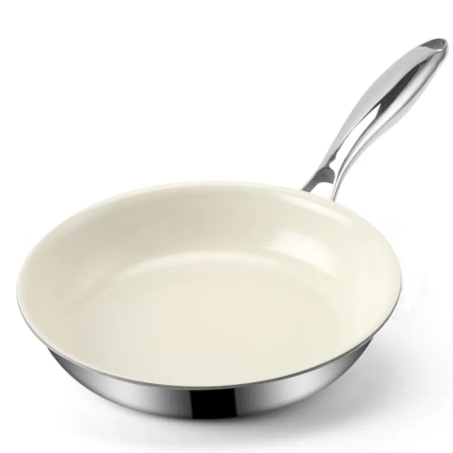 Hybrid Ceramic Non Stick Frying Pan, 5-Ply Staless Steel Skillet, Stay-Cool Handle, duction Ready, Compatible with All Cooktops
Hybrid Ceramic Non Stick Frying Pan, 5-Ply Staless Steel Skillet, Stay-Cool Handle, duction Ready, Compatible with All Cooktops