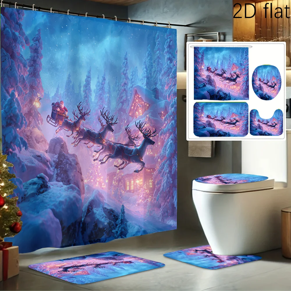 2Dflat 4pcs Christmas Eve Snow Scene Printed Shower Curtain Set, Bathroom Decor Kit Includes Shower Liner, Non-Slip Mat
2Dflat 4pcs Christmas Eve Snow Scene Printed Shower Curtain Set, Bathroom Decor Kit Includes Shower Liner, Non-Slip Mat