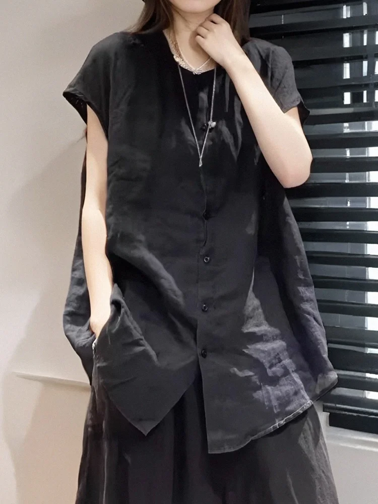 Casual Cotton Linen Short Sleeve round Neck Shirt Women's Loose Fit Lightweight Summer Top Versatile Style Mid-Length Design
Casual Cotton Linen Short Sleeve round Neck Shirt Women's Loose Fit Lightweight Summer Top Versatile Style Mid-Length Design