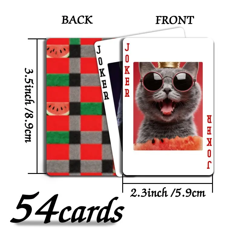 54-Piece Poker Deck, Funny Cool Gray Cat with Red Sunglasses Playing Cards, Ideal for Family Game Nights and Party Games
54-Piece Poker Deck, Funny Cool Gray Cat with Red Sunglasses Playing Cards, Ideal for Family Game Nights and Party Games