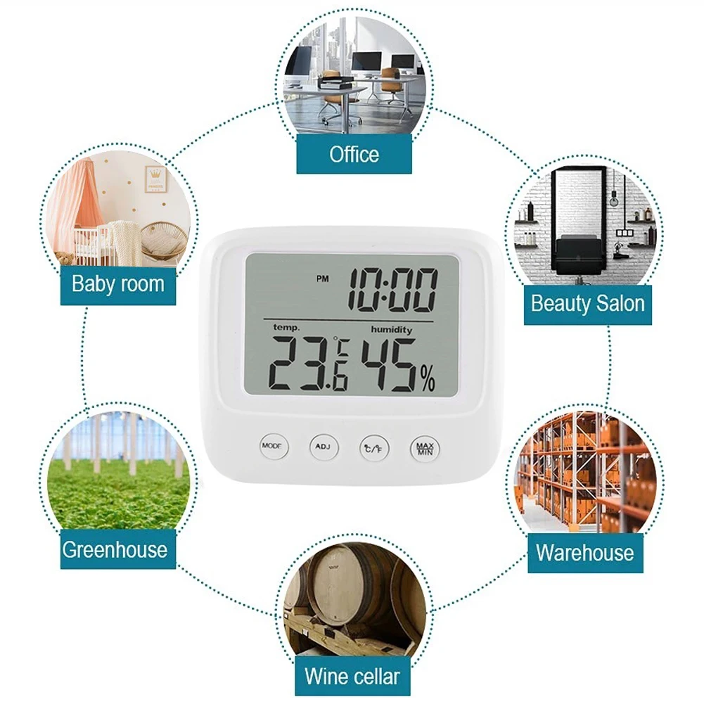 Digital LCD Multifunction Thermometer Indoor Temperature Sensor Humidity Meter Time Date Thermometer Display Gauge Alarm Clock
Digital LCD Multifunction Thermometer Indoor Temperature Sensor Humidity Meter Time Date Thermometer Display Gauge Alarm Clock
