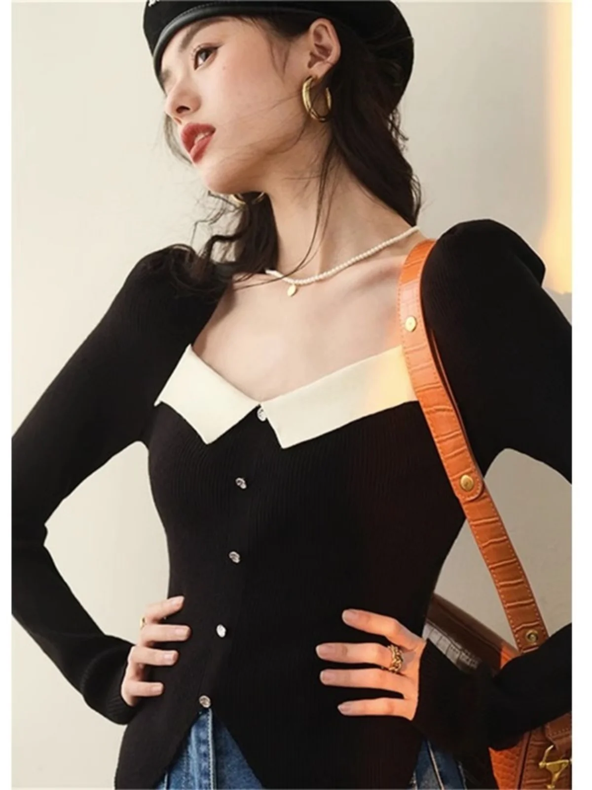 Slim Fit Square Collar Knitted Sweater Women's Early Autumn Top Inner Wear Fashionable Base Layer Shirt French Style Long Sleeve
Slim Fit Square Collar Knitted Sweater Women's Early Autumn Top Inner Wear Fashionable Base Layer Shirt French Style Long Sleeve