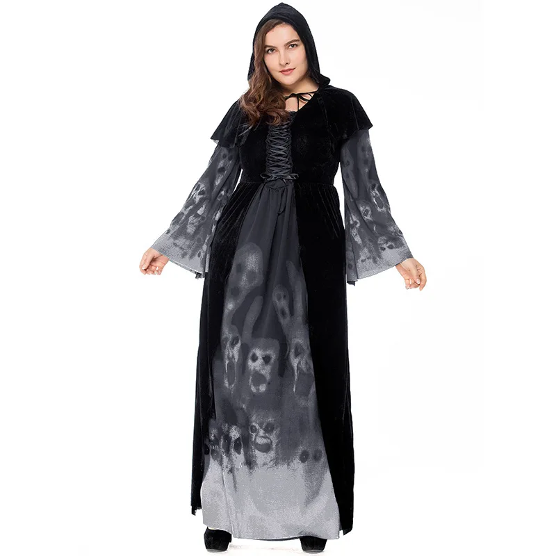 Witch Vampire Costume Women's Dress Halloween Role Play Zombie Skull Print Long Cape Dress Party Carnival Party Cape Costume
Witch Vampire Costume Women's Dress Halloween Role Play Zombie Skull Print Long Cape Dress Party Carnival Party Cape Costume