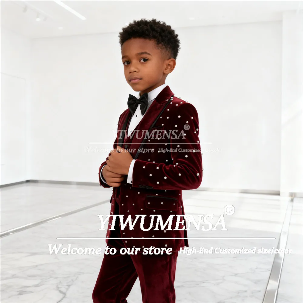 Элегантный бархатный костюм для мальчика с жемчугом, комплект из 3 предметов, черный пиджак с лацканами для выпускного вечера, детские смокинги для свадебной вечеринки по индивидуальному заказу, детское платье
Элегантный бархатный костюм для мальчика с жемчугом, комплект из 3 предметов, черный пиджак с лацканами для выпускного вечера, детские смокинги для свадебной вечеринки по индивидуальному заказу, детское платье