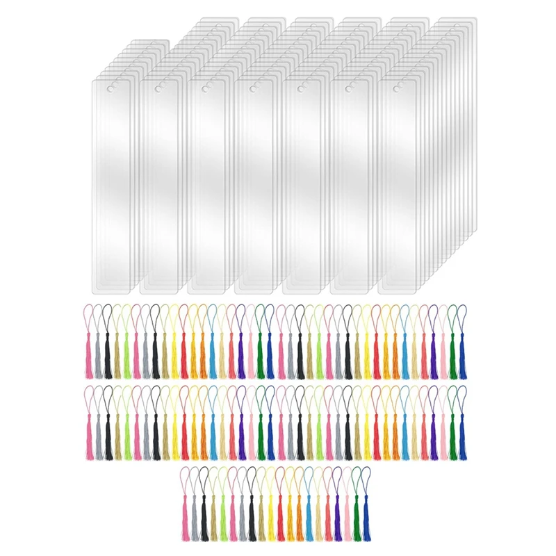 Enjoy New 100 PCS Acrylic Blanks Bookmarks With 100 Pcs Colorful Bookmark Tassels, For DIY Craft Projects & Gift Tags
Enjoy New 100 PCS Acrylic Blanks Bookmarks With 100 Pcs Colorful Bookmark Tassels, For DIY Craft Projects & Gift Tags