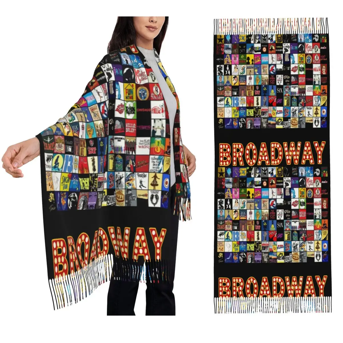 Логотипы Broadway Musical Theater - нарисованный вручную шарф, шарфы с кисточками для женщин, шали и накидки, большая осенне-зимняя шаль
Логотипы Broadway Musical Theater - нарисованный вручную шарф, шарфы с кисточками для женщин, шали и накидки, большая осенне-зимняя шаль