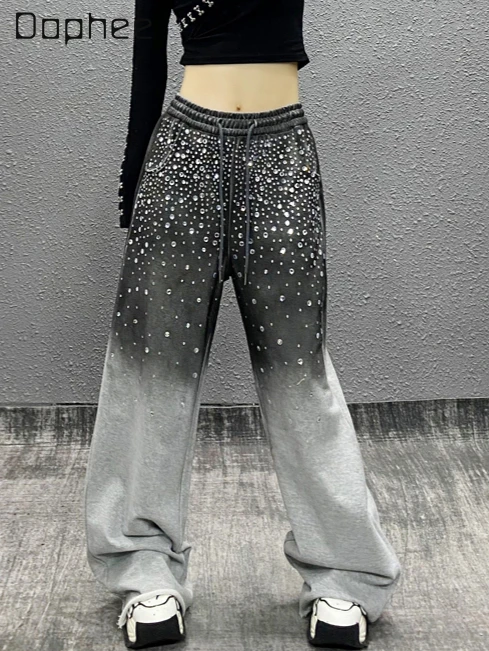 Sweet Cool Hot Diamond Color Matching Casual Pants Women Spring New Street High Waist Loose Versatile Straight Wide Leg Pants
Sweet Cool Hot Diamond Color Matching Casual Pants Women Spring New Street High Waist Loose Versatile Straight Wide Leg Pants