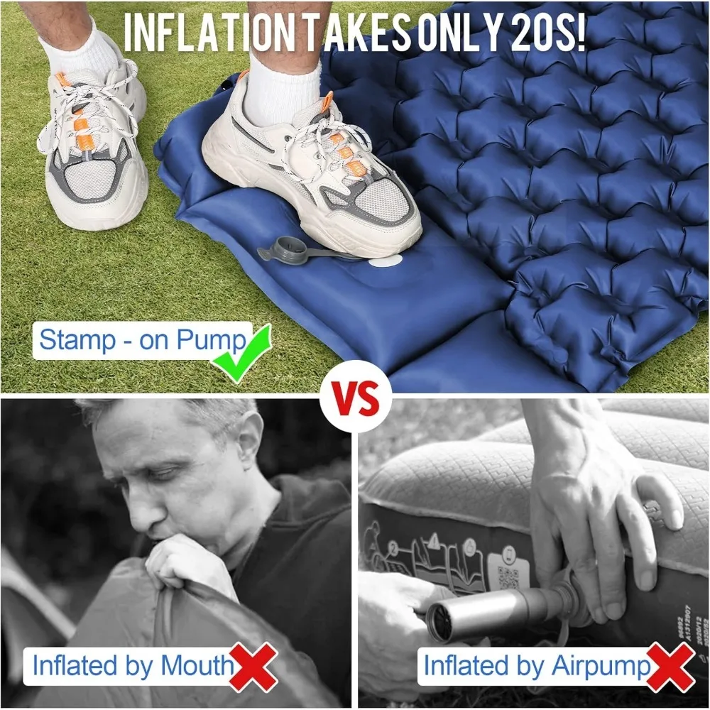 Спальный коврик, Сверхлегкий надувной спальный коврик для кемпинга, встроенный насос, идеально подходит для пеших прогулок — воздушная подушка, сумка для переноски, - компактный
Спальный коврик, Сверхлегкий надувной спальный коврик для кемпинга, встроенный насос, идеально подходит для пеших прогулок — воздушная подушка, сумка для переноски, - компактный