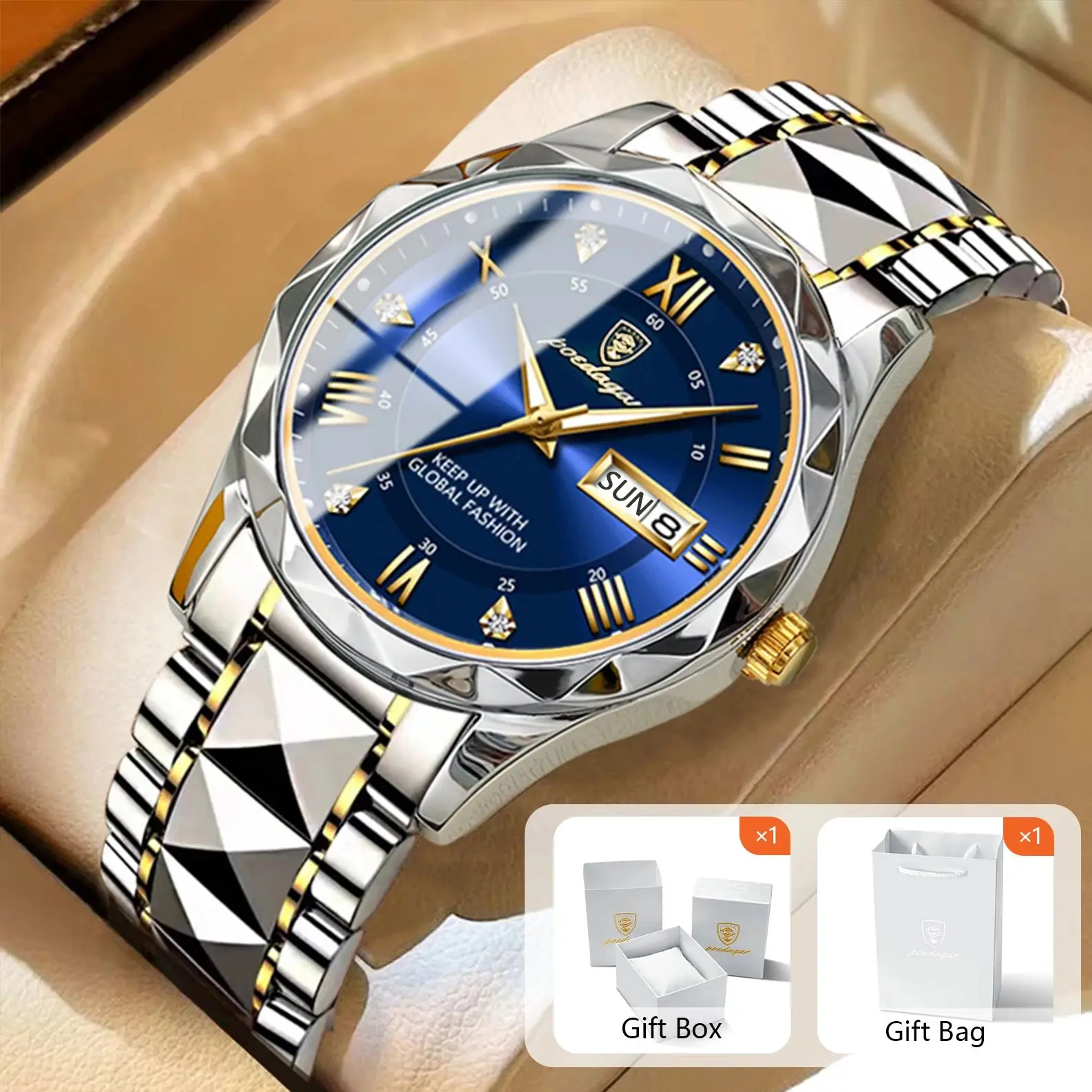 POEDAGAR Деловые мужские часы Светящиеся водонепроницаемые мужские наручные часы из нержавеющей стали Дата Неделя Роскошные кварцевые мужские часы Reloj + коробка 
POEDAGAR Деловые мужские часы Светящиеся водонепроницаемые мужские наручные часы из нержавеющей стали Дата Неделя Роскошные кварцевые мужские часы Reloj + коробка