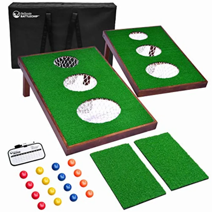 BattleChip Versus Golf Game - Includes Two 3 ft x 2 ft Targets, 16 Foam Balls, 2 Hitting Mats, Scorecard and Carrying Case
BattleChip Versus Golf Game - Includes Two 3 ft x 2 ft Targets, 16 Foam Balls, 2 Hitting Mats, Scorecard and Carrying Case