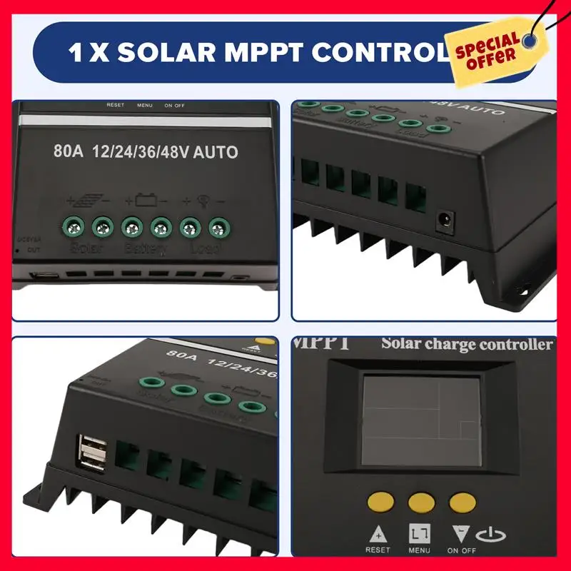 -A25M 80A MPPT/PWM 12V/24V/36V/48V Solar Charge Controller Auto Controller Tools Solar PV Battery Charger With LCD & Dual USB
-A25M 80A MPPT/PWM 12V/24V/36V/48V Solar Charge Controller Auto Controller Tools Solar PV Battery Charger With LCD & Dual USB