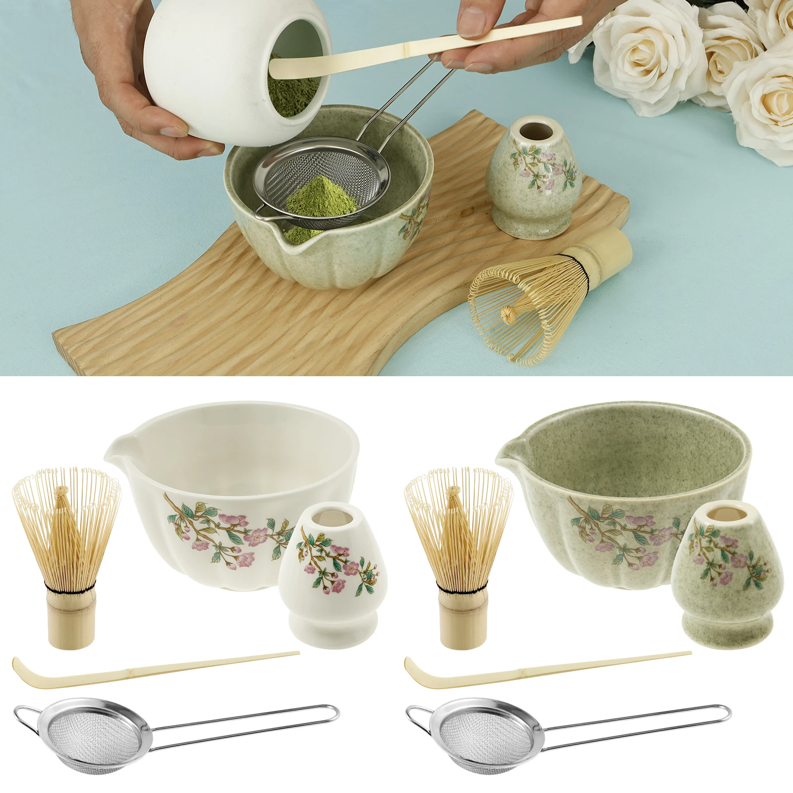 8-piece matcha mixer set Using all bamboo and high-quality ceramic materials Suitable for matcha enthusiasts
8-piece matcha mixer set Using all bamboo and high-quality ceramic materials Suitable for matcha enthusiasts