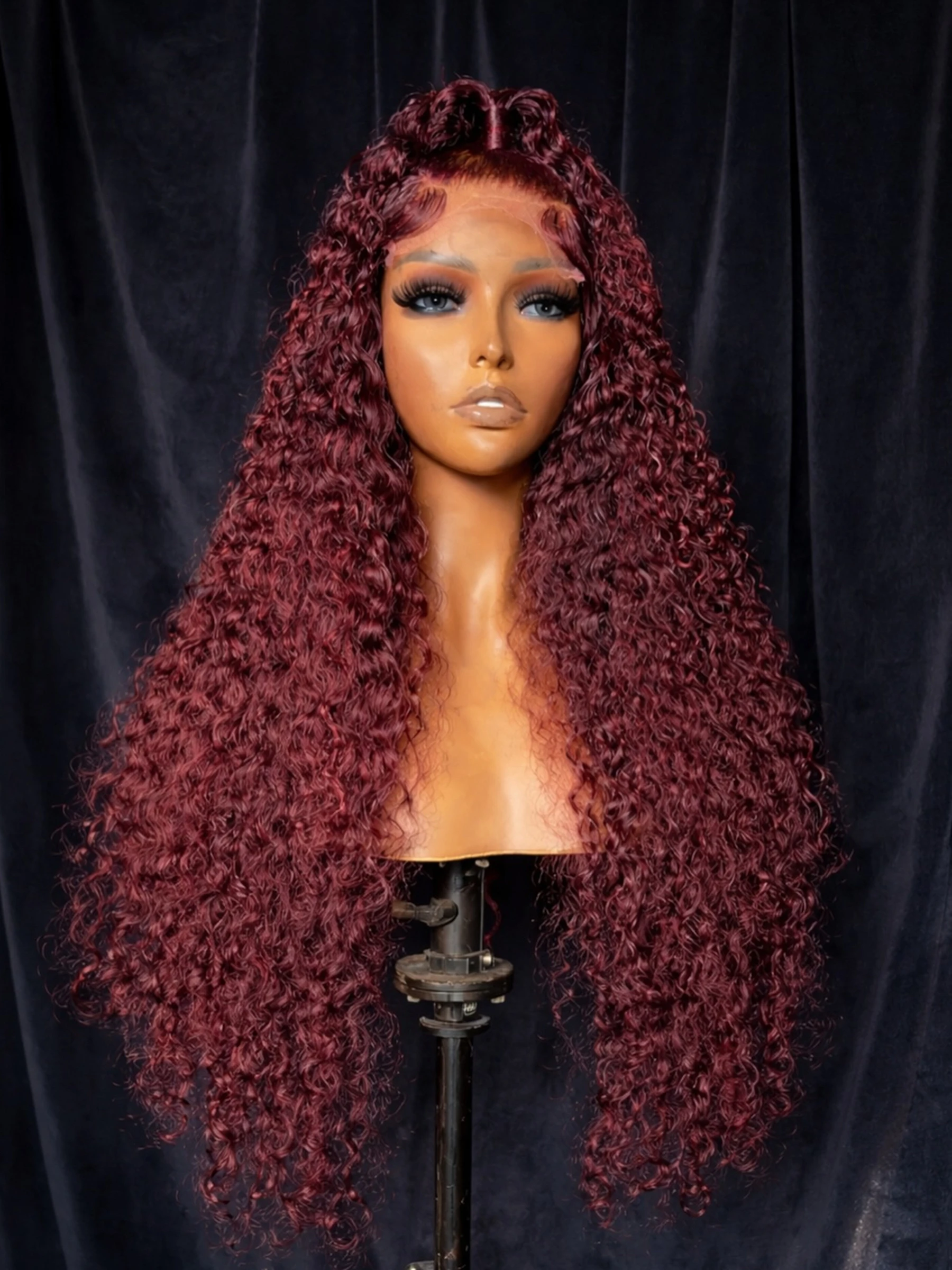 Jerry Curly 99J Burgundy Red Color Synthetic 13X4X1 HD Full Lace Frontal Wig For Women Prepucked Baby Hair Glueless Wig
Jerry Curly 99J Burgundy Red Color Synthetic 13X4X1 HD Full Lace Frontal Wig For Women Prepucked Baby Hair Glueless Wig