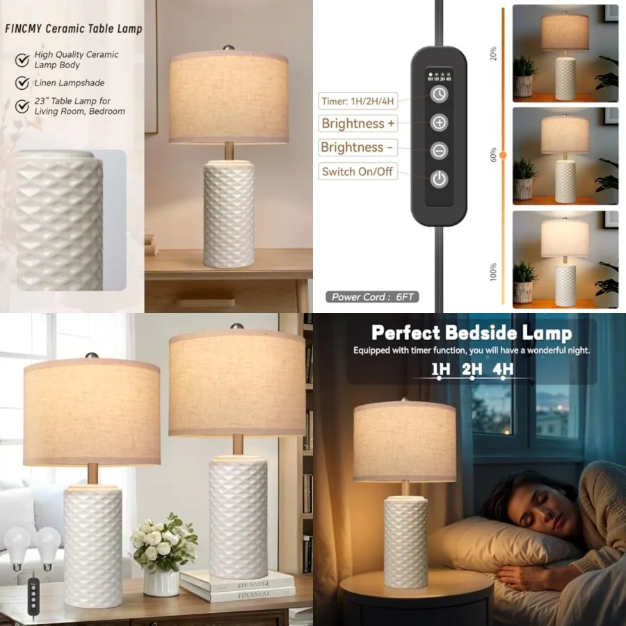 23" Bedside Lamps Set of 2, Dimmable Ceramic Table Lamps with Remote, Farmhouse Bedroom Lamps Nightstand Table Lamps for Living
23" Bedside Lamps Set of 2, Dimmable Ceramic Table Lamps with Remote, Farmhouse Bedroom Lamps Nightstand Table Lamps for Living