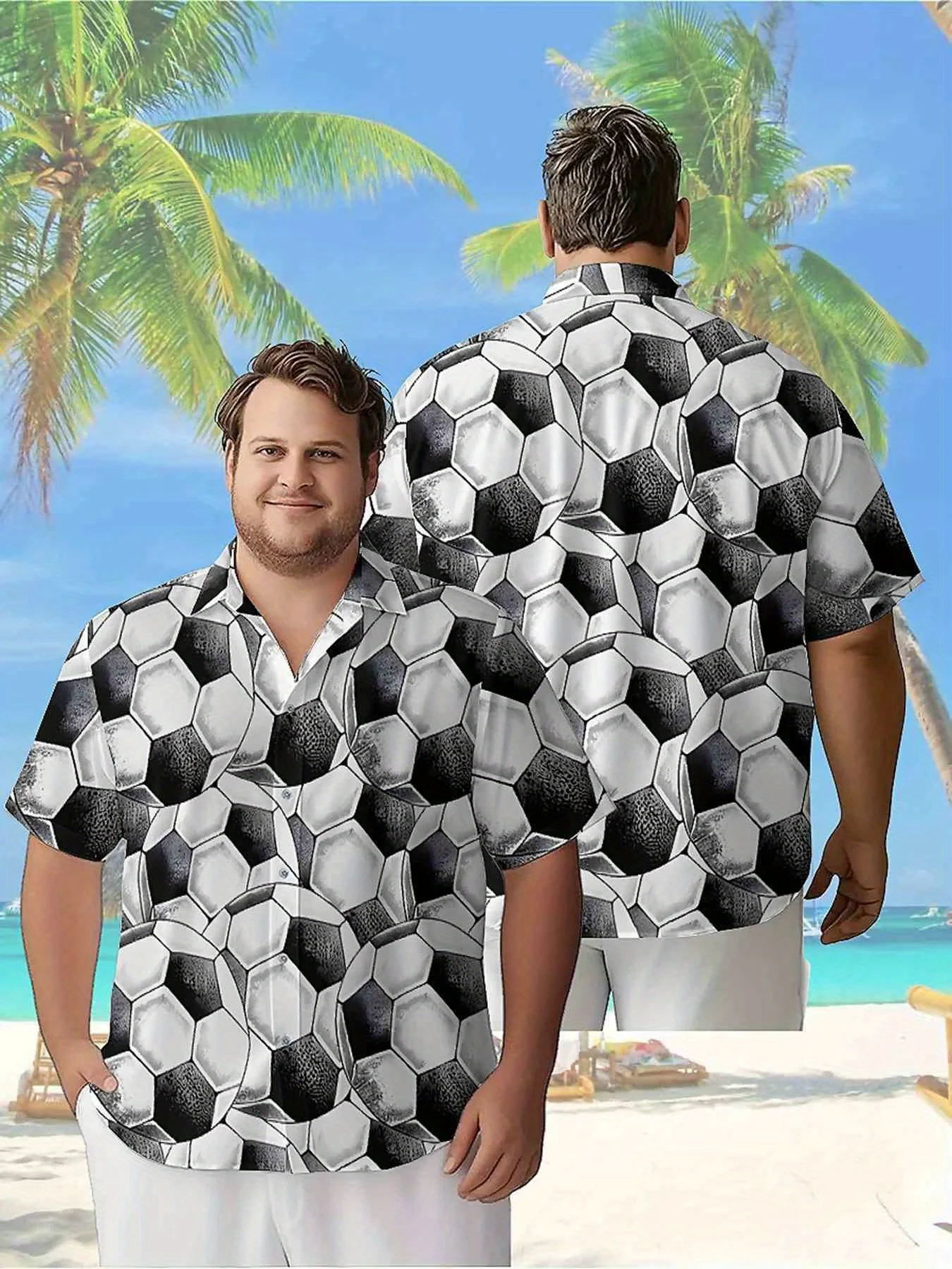 Men's Plus Size Hawaiian Shirts Black and White Football pattern, Unisex Aloha Shirts,New in Summer Tops Tee,streetwear
Men's Plus Size Hawaiian Shirts Black and White Football pattern, Unisex Aloha Shirts,New in Summer Tops Tee,streetwear