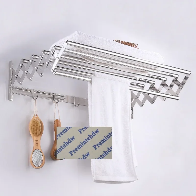 1Pc 304 Stainless Steel 40cm 50cm Wall Mounted Extendable Retractable Folding Towel Rack Screw Or No Drill Sticker
1Pc 304 Stainless Steel 40cm 50cm Wall Mounted Extendable Retractable Folding Towel Rack Screw Or No Drill Sticker