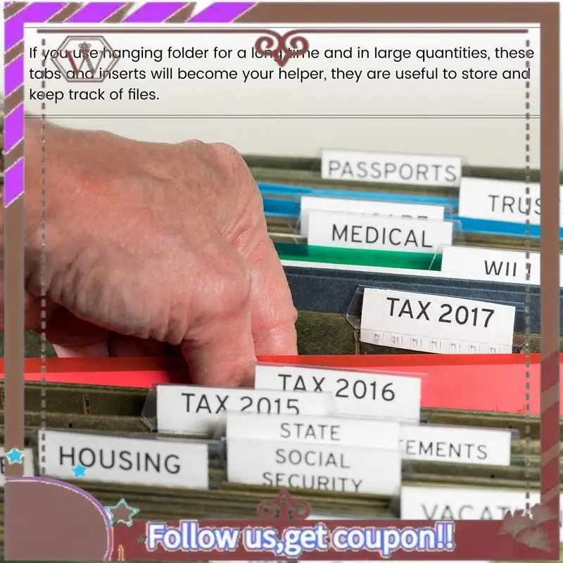 ABBG-120 Sets 2 Inch Hanging Folder Tabs And Inserts For Quick Identification Of Hanging Files Hanging File Inserts A
ABBG-120 Sets 2 Inch Hanging Folder Tabs And Inserts For Quick Identification Of Hanging Files Hanging File Inserts A