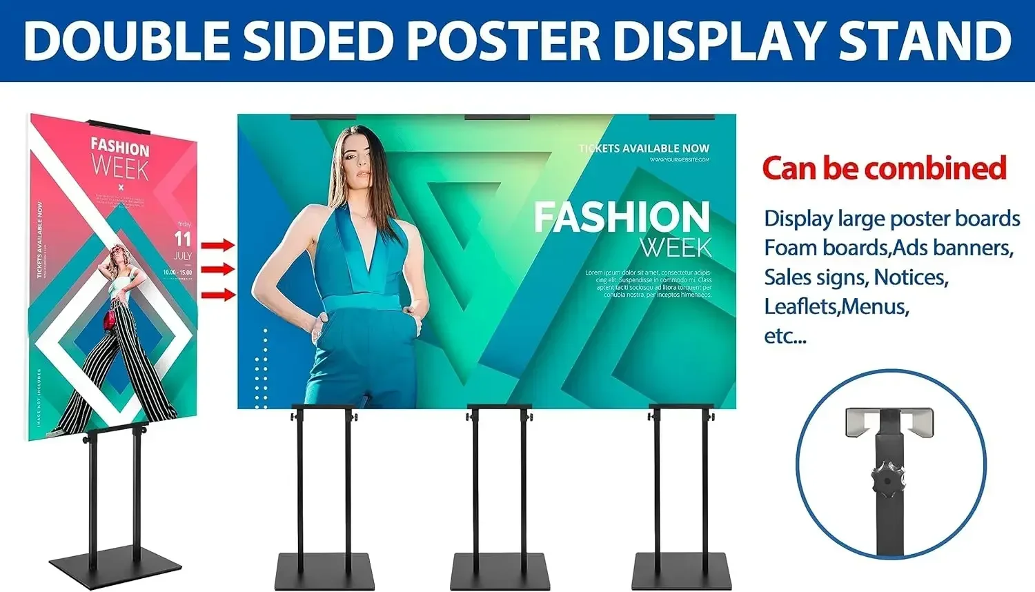 4-Pack Poster Stand - Heavy Duty, Double-Sided, Adjustable Height Up to 80 inches, Outdoor Banner Stand - Black
4-Pack Poster Stand - Heavy Duty, Double-Sided, Adjustable Height Up to 80 inches, Outdoor Banner Stand - Black