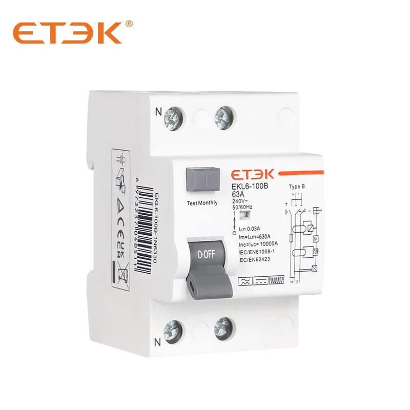 ETEK EKL6-100B Type B 2P 1P+N 32A 30mA 300mA Type Class B RCCB RCD with TUV Rheinland CB Test Report
ETEK EKL6-100B Type B 2P 1P+N 32A 30mA 300mA Type Class B RCCB RCD with TUV Rheinland CB Test Report
