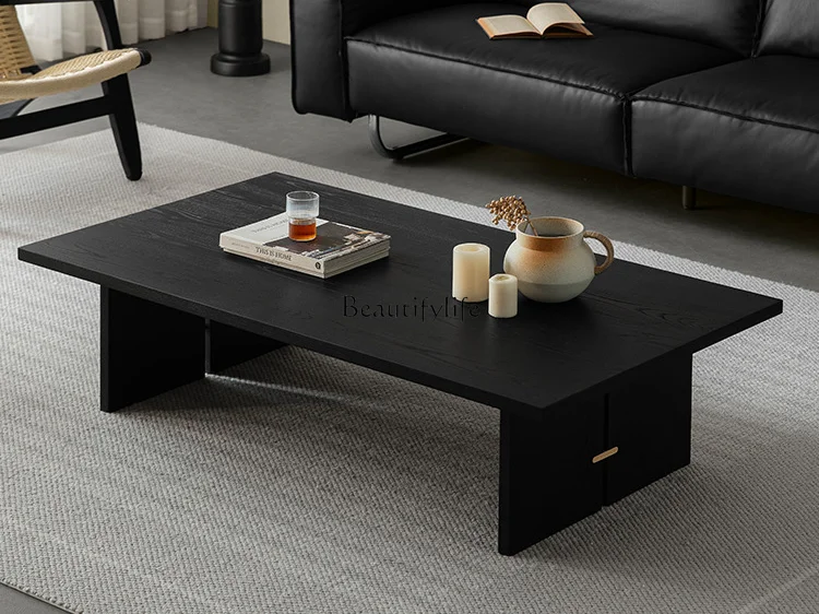 Solid Wood Coffee Table Rectangular Living Room Balcony Minimalist Black Tea Table Short
Solid Wood Coffee Table Rectangular Living Room Balcony Minimalist Black Tea Table Short