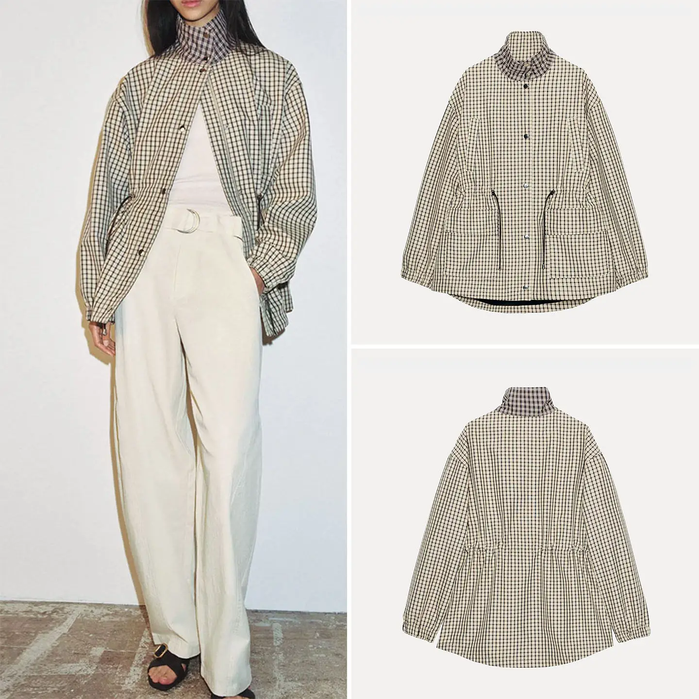 Women's Plaid Long Sleeve Stand Collar Casual Waist Cinched Coat Summer 2026 Fashion Outerwear Loose Fit Regular Sleeve
Women's Plaid Long Sleeve Stand Collar Casual Waist Cinched Coat Summer 2026 Fashion Outerwear Loose Fit Regular Sleeve