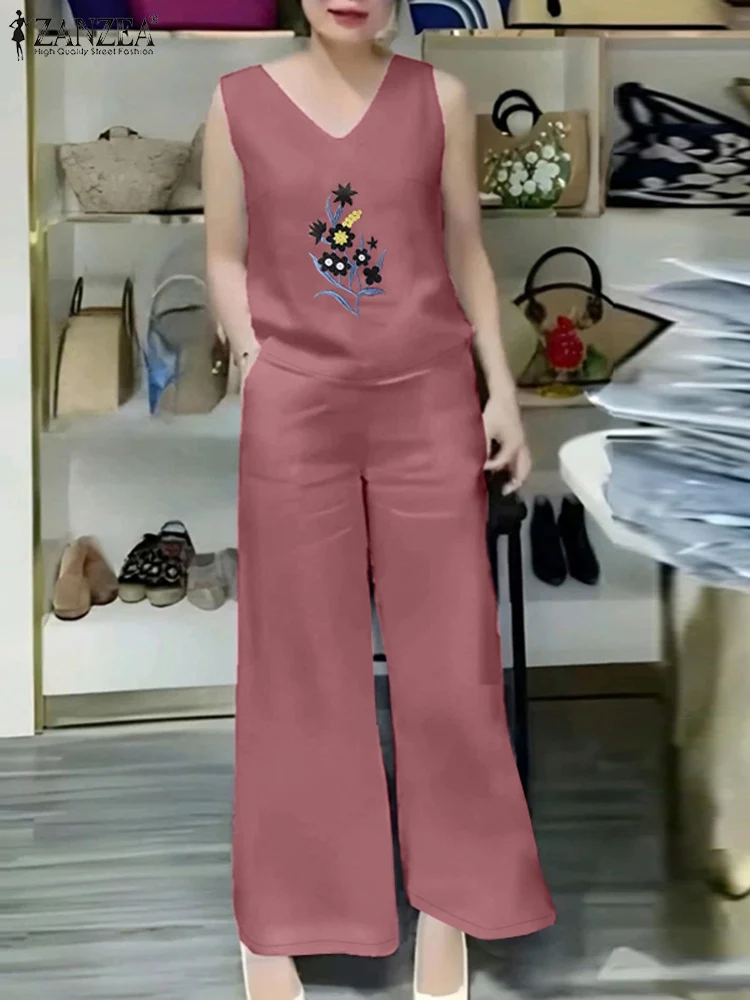 ZANZEA Bohemian Women 2pcs Outfits Casual Wide Leg Pant Holiday Loose Pant Sets Floral Embroidery V Neck Tank Tops 2-Pieces Sets
ZANZEA Bohemian Women 2pcs Outfits Casual Wide Leg Pant Holiday Loose Pant Sets Floral Embroidery V Neck Tank Tops 2-Pieces Sets