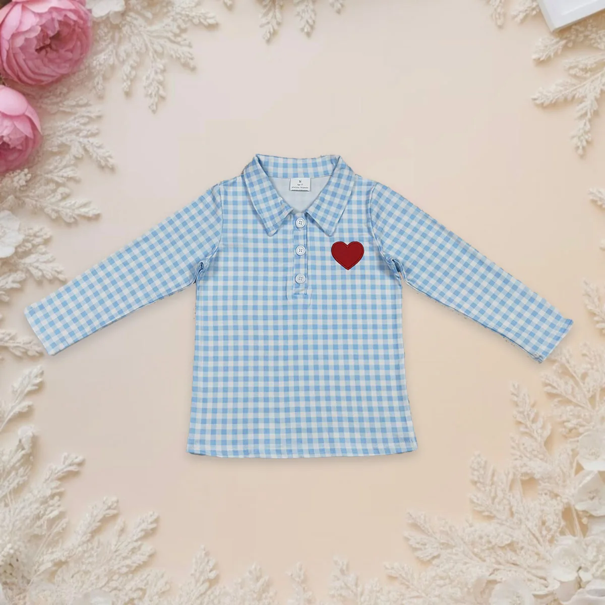 Baby Boy Tops Children Embroidery Hearts Clothes Toddler Blue Checked Lapel Pullover Valentine Polo Long Sleeve Cotton Shirt
Baby Boy Tops Children Embroidery Hearts Clothes Toddler Blue Checked Lapel Pullover Valentine Polo Long Sleeve Cotton Shirt