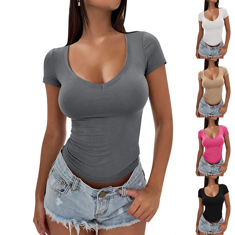 2025 Summer Slim Sports Vest Sexy Women Short Sleeve U-Neck Gray Tee Tank Tops Female Solid Black/White Korean Crop Tops Y2k
2025 Summer Slim Sports Vest Sexy Women Short Sleeve U-Neck Gray Tee Tank Tops Female Solid Black/White Korean Crop Tops Y2k
