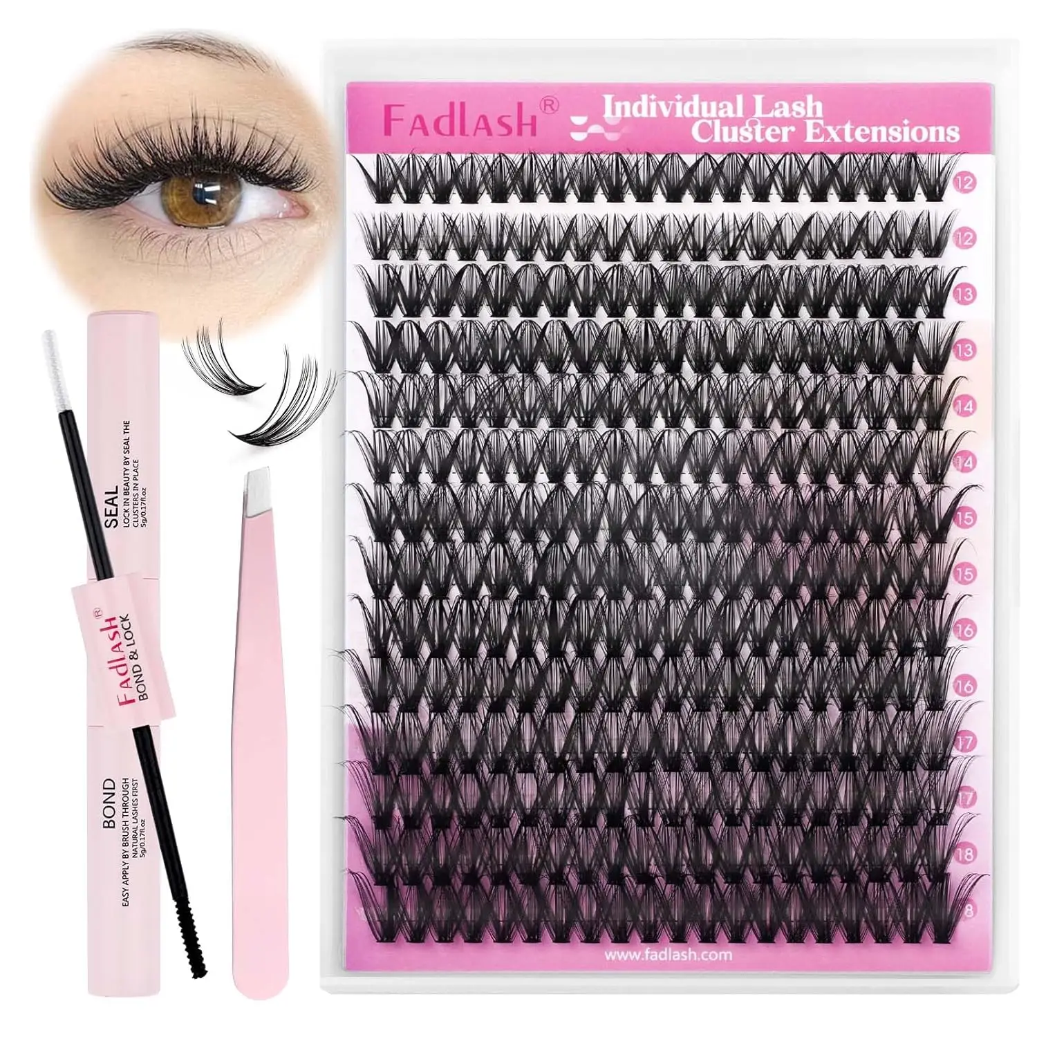 Natural DIY Lash Clusters Kit, D Curl Individual Lashes with Bond & Seal Tweezer, 12-18mm 280pcs, Beginner Friendly
Natural DIY Lash Clusters Kit, D Curl Individual Lashes with Bond & Seal Tweezer, 12-18mm 280pcs, Beginner Friendly