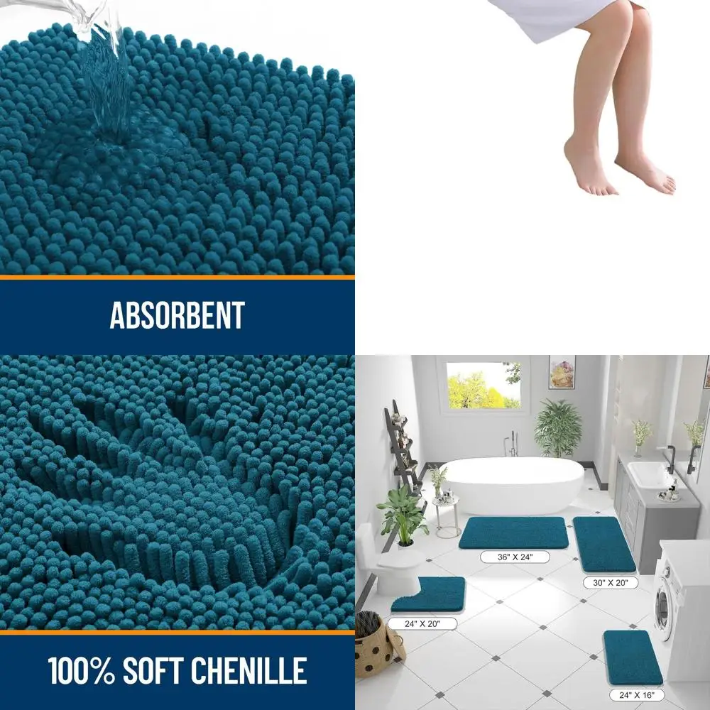 Luxurious Soft Chenille Bath Rugs, 70x24, Peacock Blue, Quick Dry Rubber Backed, Machine Washable for Bathroom Floors and Shower
Luxurious Soft Chenille Bath Rugs, 70x24, Peacock Blue, Quick Dry Rubber Backed, Machine Washable for Bathroom Floors and Shower