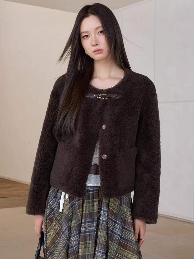 High-end Luxury Merino Sheep Fur Plush Jackets for Women 2026 New Simple O-neck Short Winter Genuine Leather Real Fur Coat
High-end Luxury Merino Sheep Fur Plush Jackets for Women 2026 New Simple O-neck Short Winter Genuine Leather Real Fur Coat