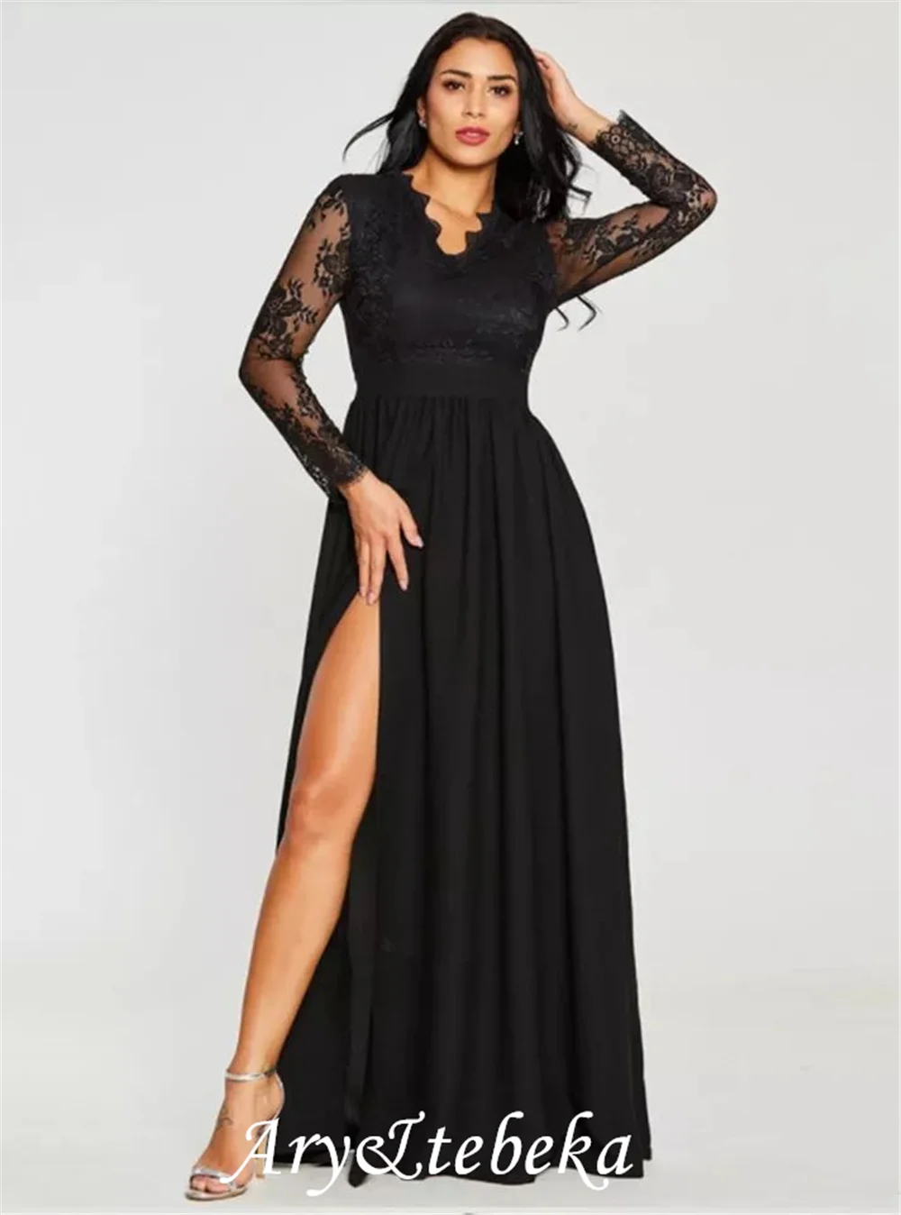 Mother of the Bride Dress Sexy Side Split Black Lace robe soirée femme Chiffon Floor Length Party Gowns vestidos de noche
Mother of the Bride Dress Sexy Side Split Black Lace robe soirée femme Chiffon Floor Length Party Gowns vestidos de noche