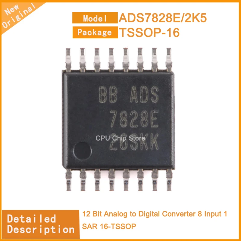 5 шт./лот, новый оригинальный ADS7828E/2K5 ADS7828E 12-битный аналого-цифровой преобразователь 8 входов 1 SAR 16-TSSOP
5 шт./лот, новый оригинальный ADS7828E/2K5 ADS7828E 12-битный аналого-цифровой преобразователь 8 входов 1 SAR 16-TSSOP