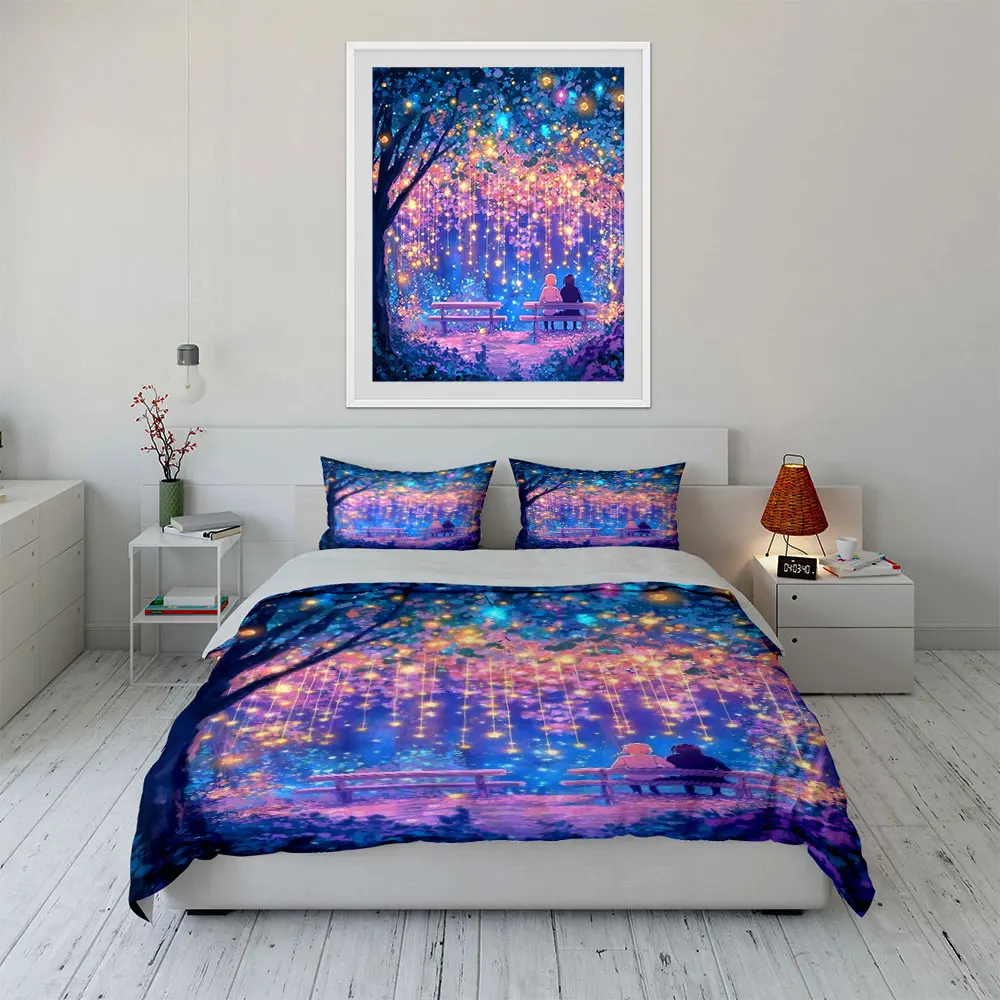 Romantic Starry Night Decor Set Bedding Set with 1 Duvet Cover 2 Pillowcases Single Double King Queen, Gift
Romantic Starry Night Decor Set Bedding Set with 1 Duvet Cover 2 Pillowcases Single Double King Queen, Gift