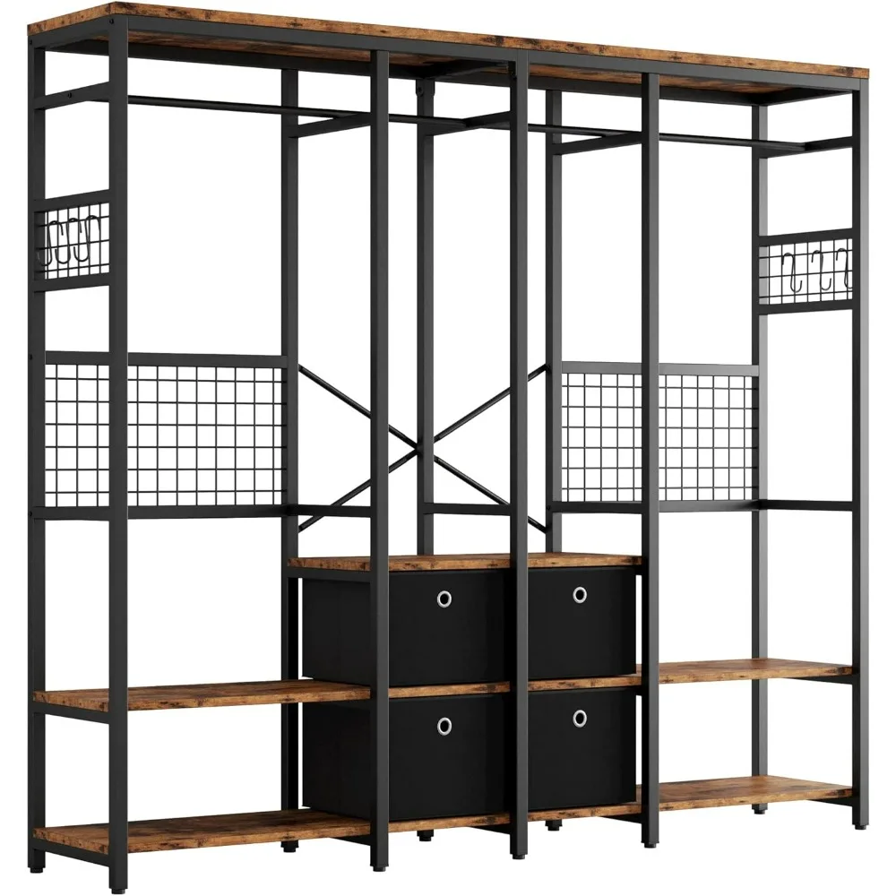 Garment Racks with Shelves 4 Drawers and 8 Hooks Heavy Duty Closet Organizer for Hanging Clothes,Freestanding Closet Wardrobe
Garment Racks with Shelves 4 Drawers and 8 Hooks Heavy Duty Closet Organizer for Hanging Clothes,Freestanding Closet Wardrobe