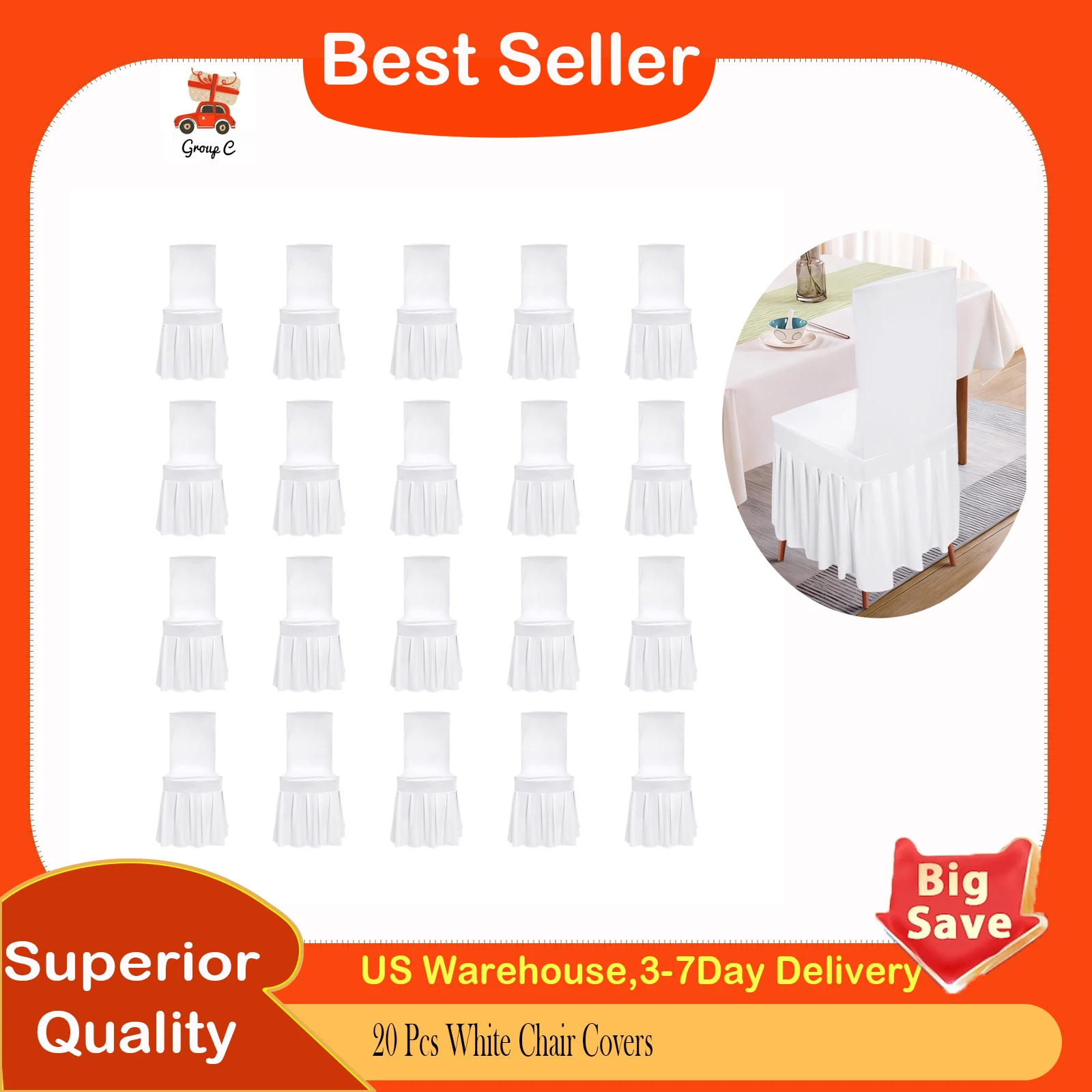 20 Pcs White Chair Covers, Thick Stretchable Dining Room Chair Covers, Anti-Slip Covers for Wedding Banquet Home Decor
20 Pcs White Chair Covers, Thick Stretchable Dining Room Chair Covers, Anti-Slip Covers for Wedding Banquet Home Decor
