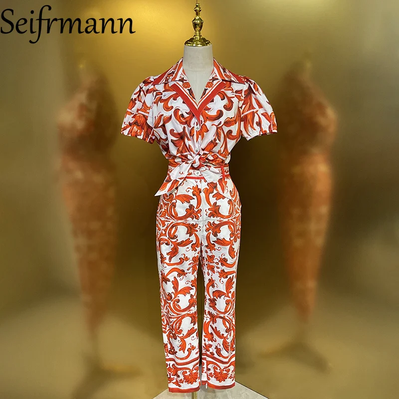 Seifrmann Casual printed women's collar short sleeved cotton top+pants set 2026 summer fashion two-piece set
Seifrmann Casual printed women's collar short sleeved cotton top+pants set 2026 summer fashion two-piece set