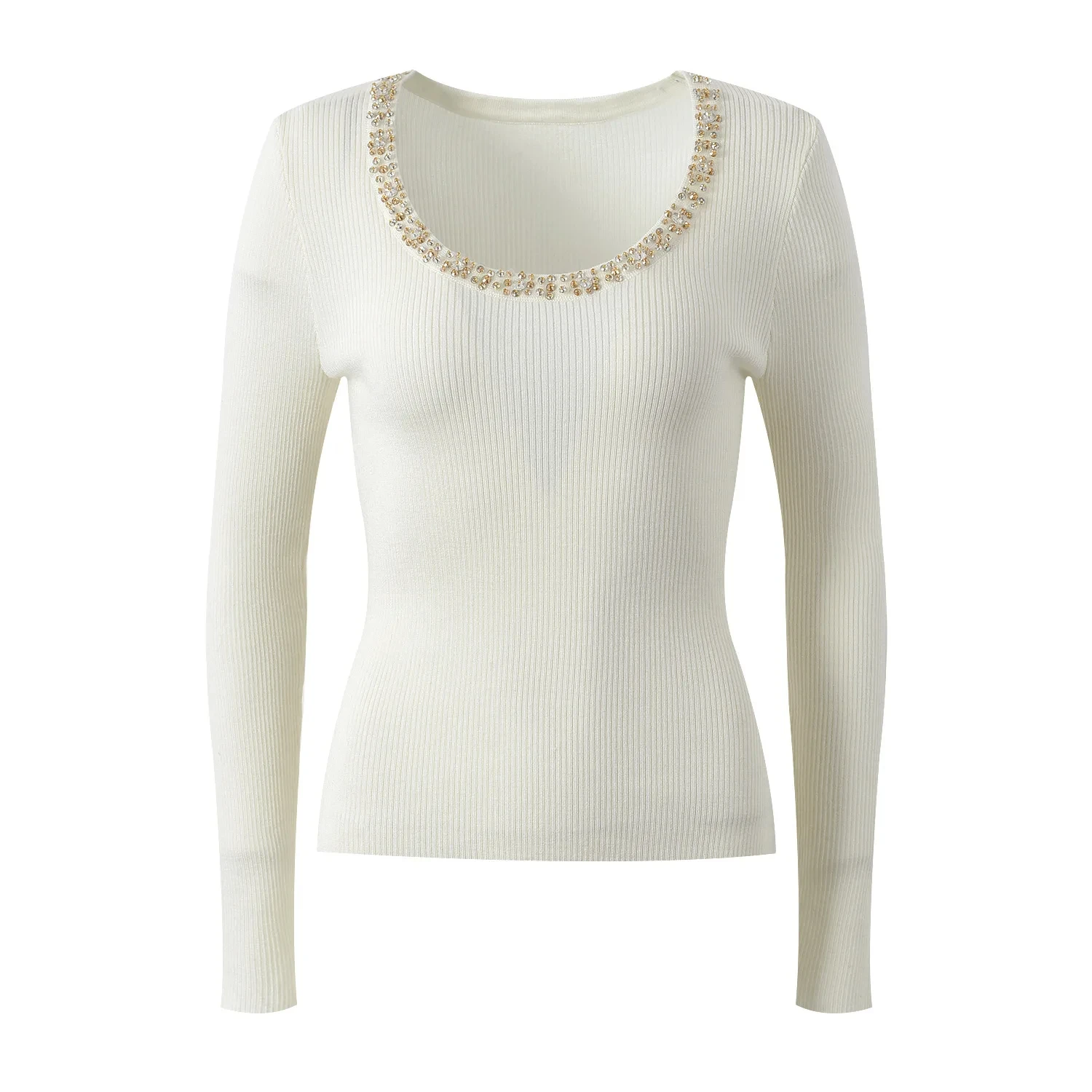 Lady Elegant Style Basic All-match Sequins Beading O-neck Long Sleeve Slim Fitted Solid Knits Top For Women
Lady Elegant Style Basic All-match Sequins Beading O-neck Long Sleeve Slim Fitted Solid Knits Top For Women