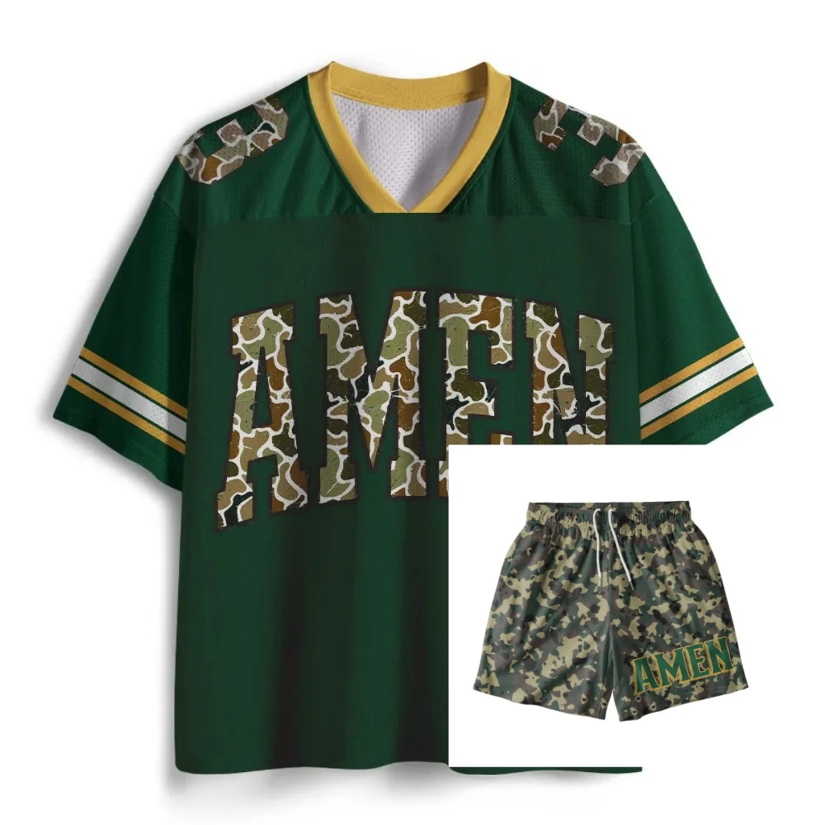 Street Style Amen Christian Jersey & Shorts Set Summer Men's Athletic T-Shirt Set for Casual Training Breathable Quick-drying
Street Style Amen Christian Jersey & Shorts Set Summer Men's Athletic T-Shirt Set for Casual Training Breathable Quick-drying