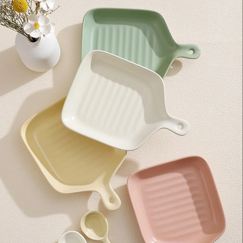 LH solid color ceramic baking pan with handle, simple-resistant household oven baking pan
LH solid color ceramic baking pan with handle, simple-resistant household oven baking pan