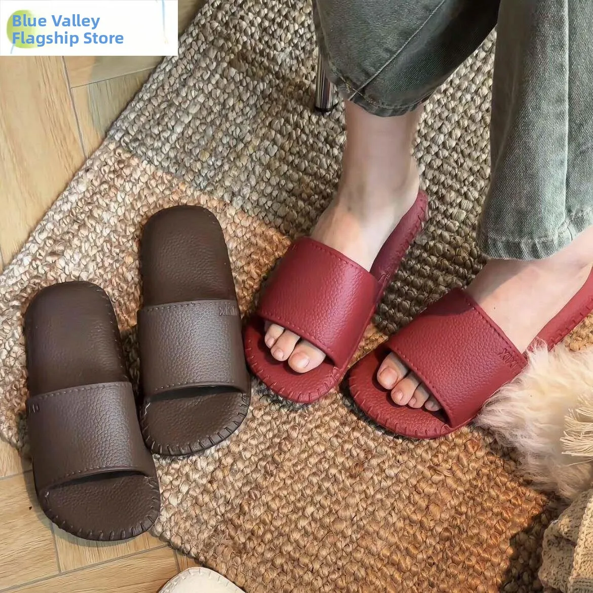 Retro Leather Texture Slippers Unisex Summer Indoor Home Lightweight Soft Bottom Comfortable EVA Flat Sandals Couple Slippers
Retro Leather Texture Slippers Unisex Summer Indoor Home Lightweight Soft Bottom Comfortable EVA Flat Sandals Couple Slippers