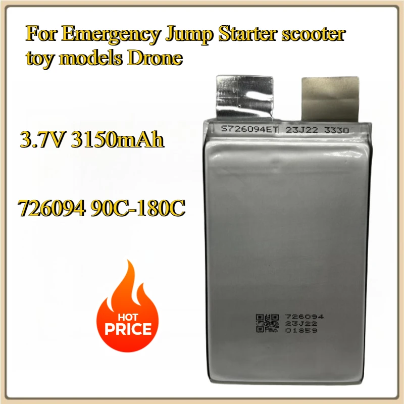 New 726094 90C-180C 3.7V 3150mAh Battery Power Cell For Emergency Jump Starter scooter toy models Drone
New 726094 90C-180C 3.7V 3150mAh Battery Power Cell For Emergency Jump Starter scooter toy models Drone