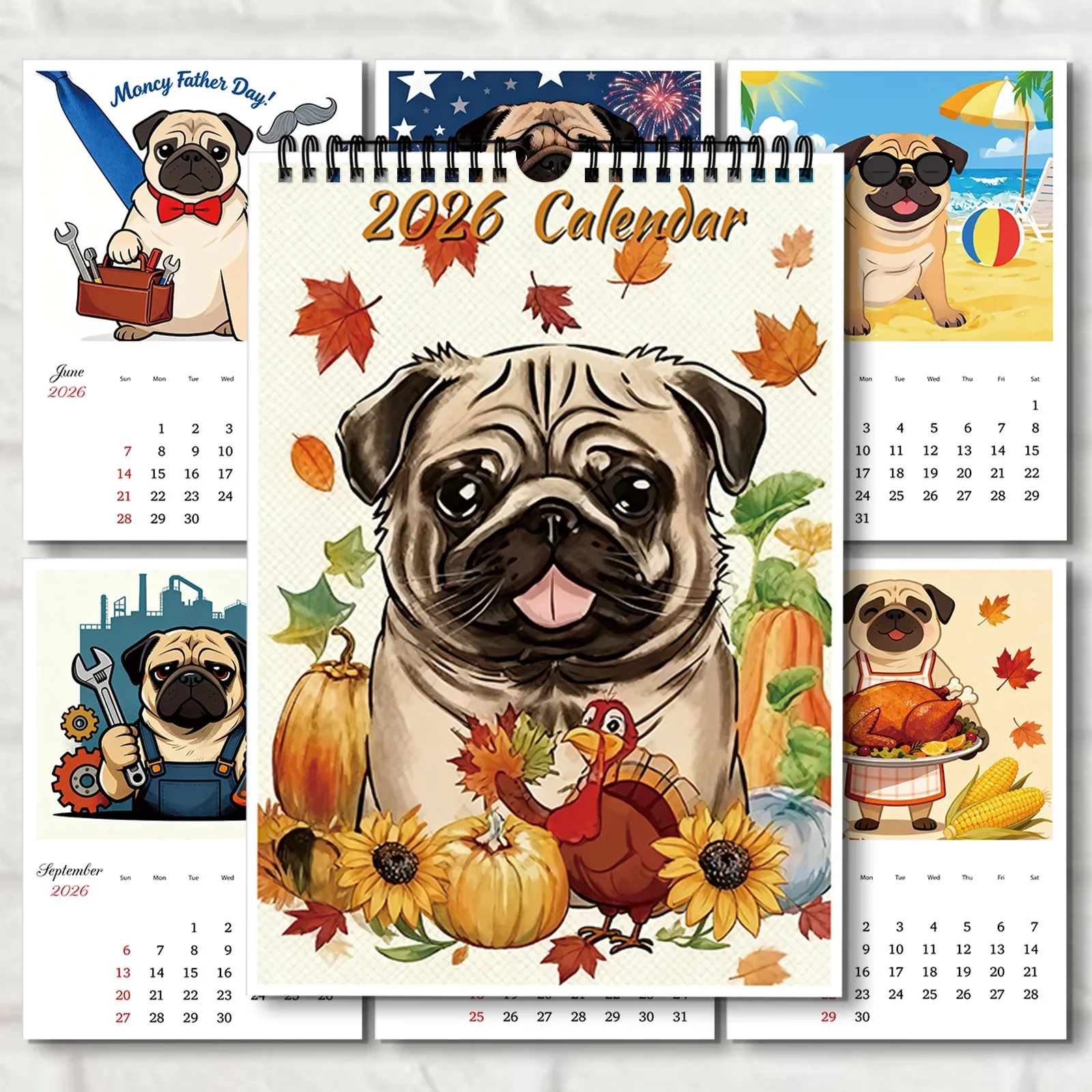 1PC 2026 Monthly Wall Calendar, A4 Size, Cute Pug Dog Design, Best Choice For Thanksgiving, Halloween, Christmas, New Year Gift
1PC 2026 Monthly Wall Calendar, A4 Size, Cute Pug Dog Design, Best Choice For Thanksgiving, Halloween, Christmas, New Year Gift