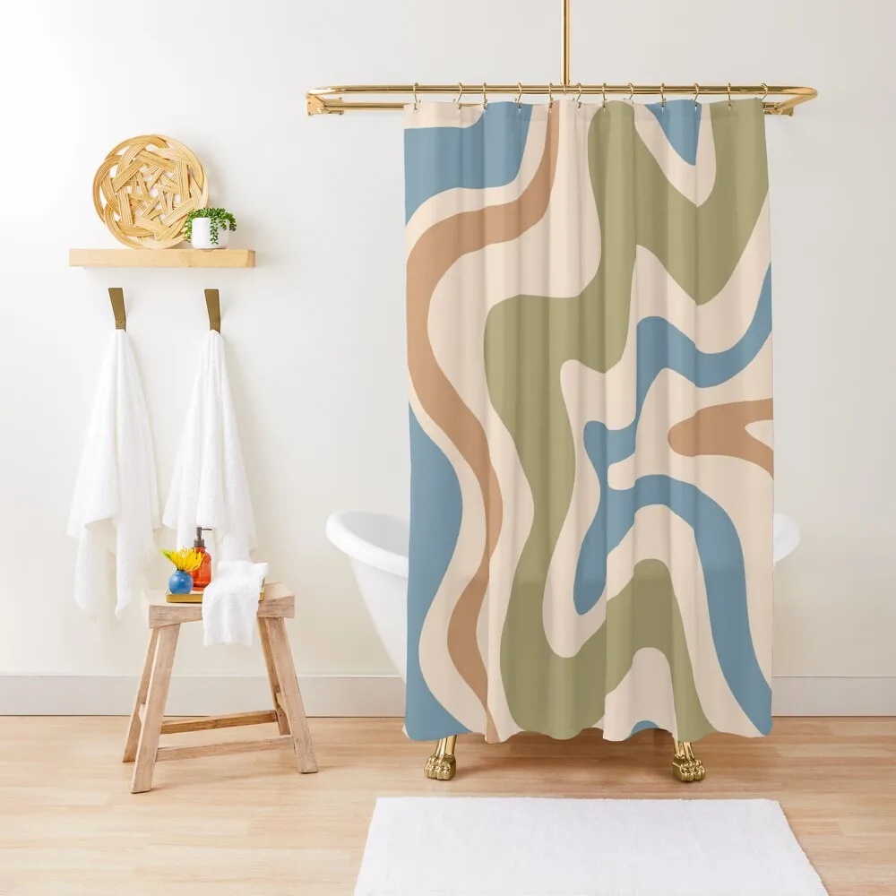 Retro Liquid Swirl Abstract Pattern in Muted Green Blue Apricot Cream Shower Curtain Cute Shower Curtain
Retro Liquid Swirl Abstract Pattern in Muted Green Blue Apricot Cream Shower Curtain Cute Shower Curtain