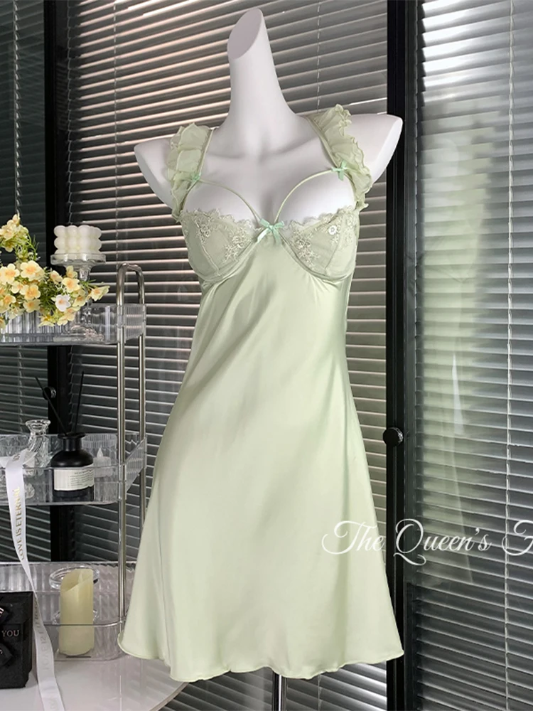 Women Green Sleepwear Nightgown Lace Sleepdress Solid Color Mini Nightdress Bodysuit Sexy Exotic Mini Lingerie Coquette Clothing
Women Green Sleepwear Nightgown Lace Sleepdress Solid Color Mini Nightdress Bodysuit Sexy Exotic Mini Lingerie Coquette Clothing
