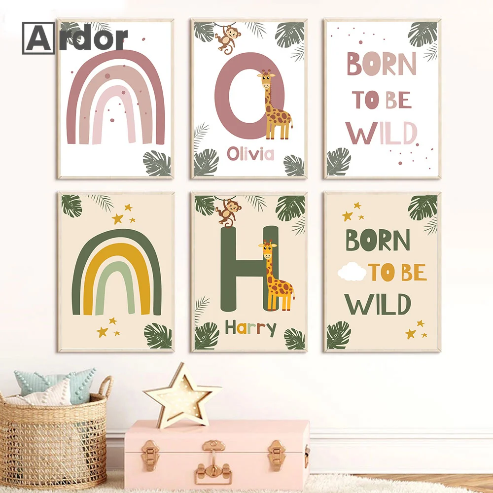Nordic Jungle Animal Posters Custom Name Canvas Painting Rainbow Wall Art Print Nursery Poster Pictures For Baby Kids Room Decor
Nordic Jungle Animal Posters Custom Name Canvas Painting Rainbow Wall Art Print Nursery Poster Pictures For Baby Kids Room Decor